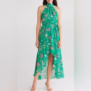 Eliza J Emerald Floral High Low Dress